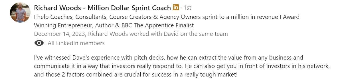 Richard Woods — recommendation for David Pugh, Scrub the Deck